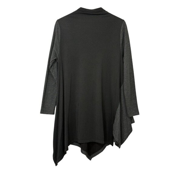 Alembika Asymmetric Tunic Top Black Long Slv Mixed Fabric/Pattern Size 3|US 8-10 - Picture 9 of 14